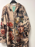 Beige Frida Leopard Long Zip Jacket