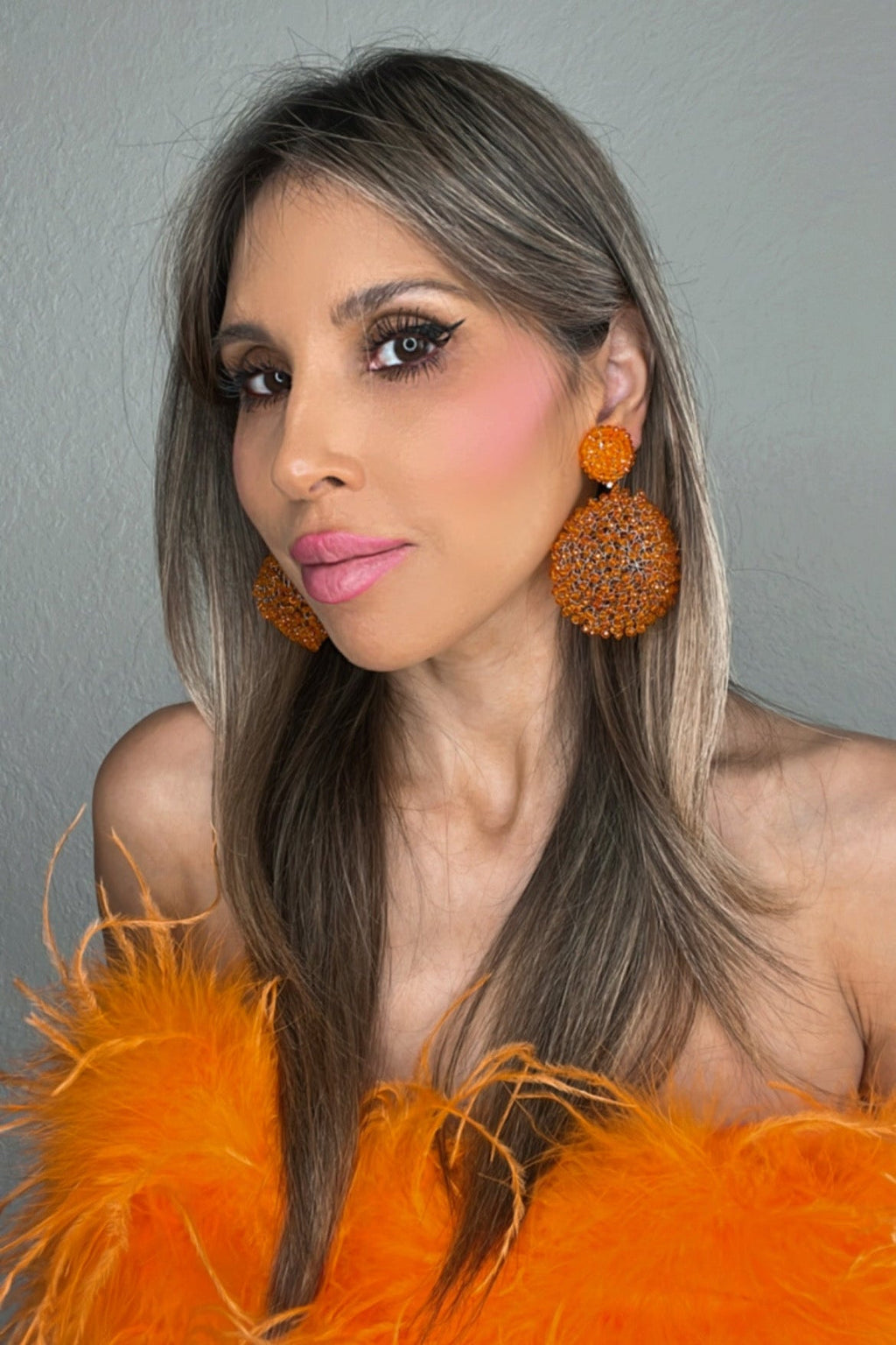 Crystal Sphere Statement Clip On Earring