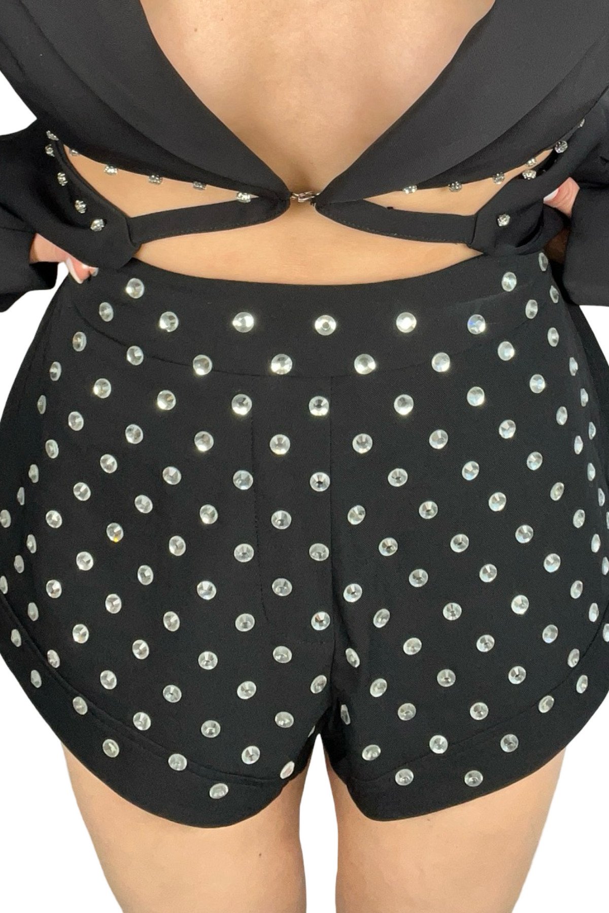 Black Crystal Embellished Shorts
