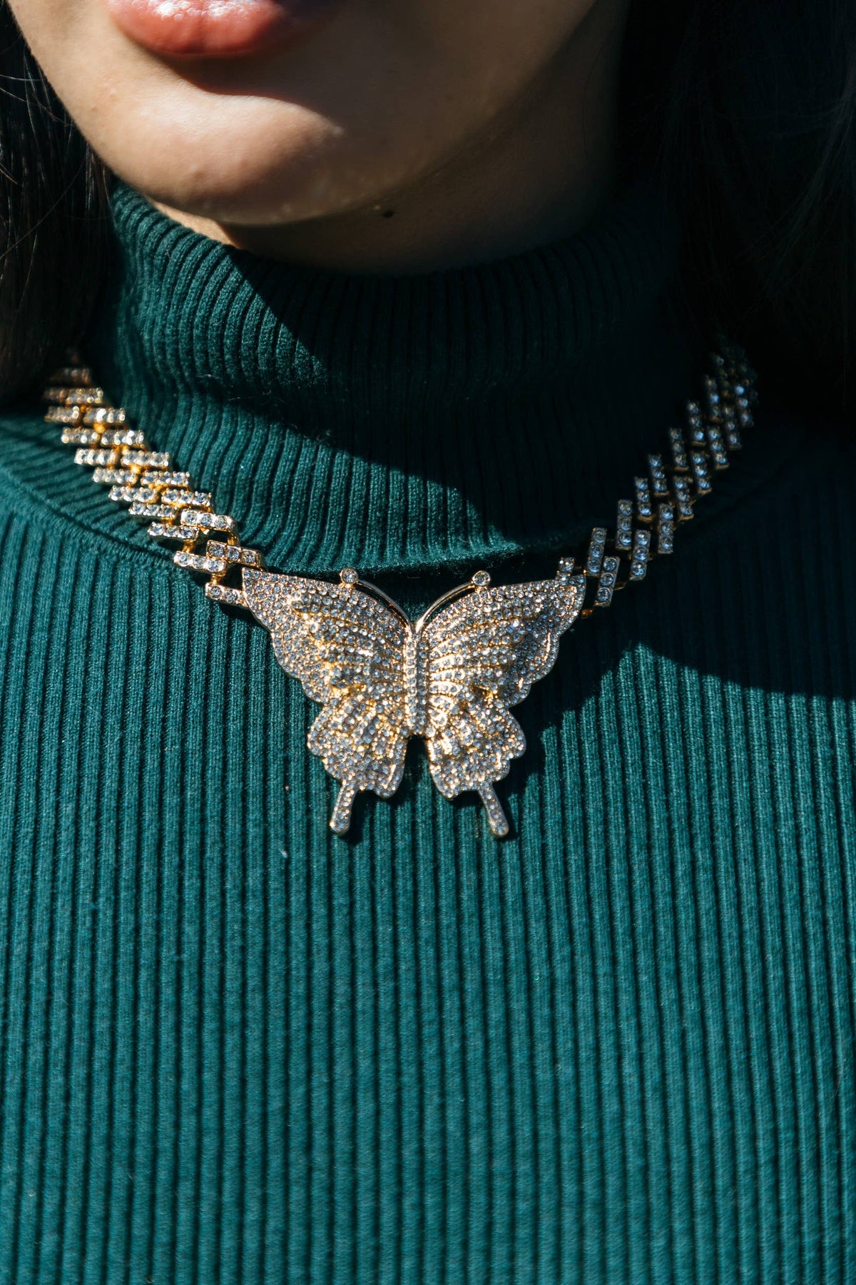 Ciana Cuban Link Butterfly Necklace