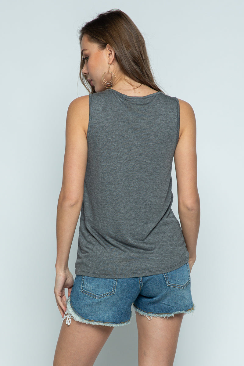 Charcoal Crystal Embellished Sleeveless Top