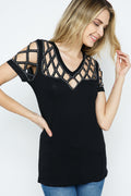 Black Laser Cut Diamond Rhinestone Top