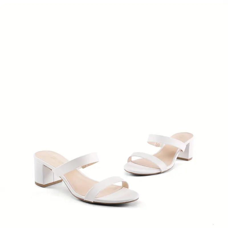Elegant Chunky Heel Sandals – Two-Strap Open Toe