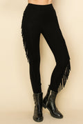 Black Swirl Fringe Skinny Leggings