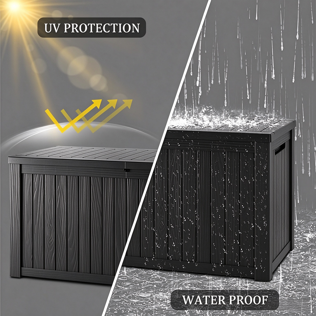 Waterproof Storage Container Waterproof Resin Deck Storage Box | Weather & UV Resistant Lockable Ou ...