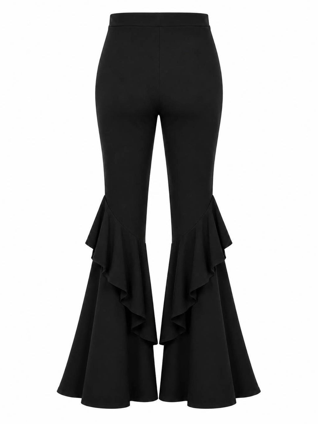 Black Ruffle Bell Bottom Pants