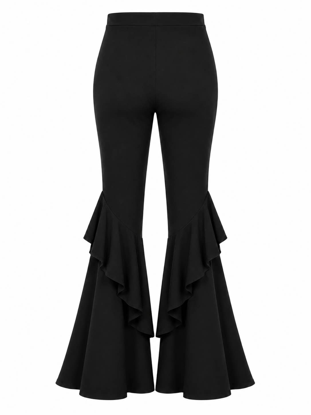 Black Ruffle Bell Bottom Pants