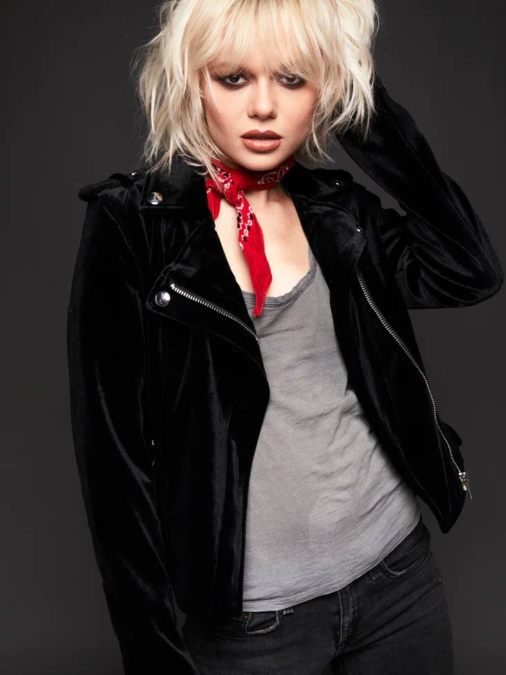 Black Velvet Moto Biker Jacket