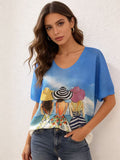 Blue Summer Friends Graphic Knit
