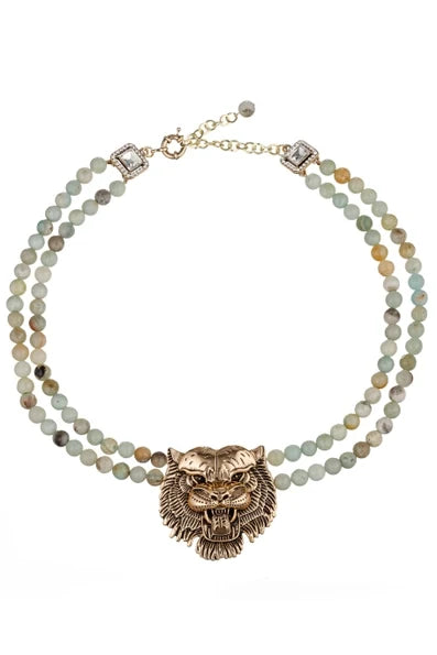 Amazonite Tiger Statement Beaded Necklace