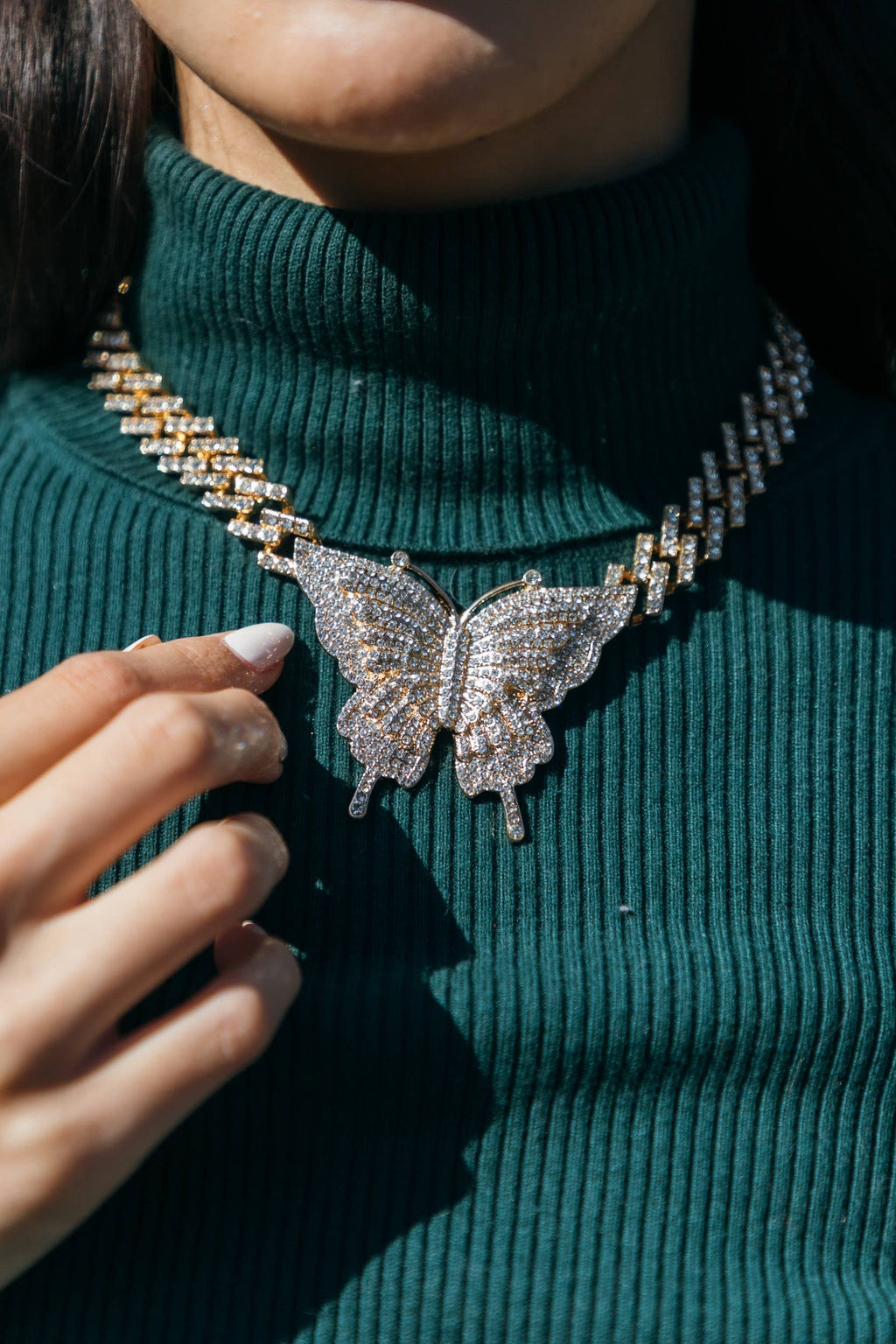 Ciana Cuban Link Butterfly Necklace