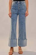 Blue B Cuffed Sequin Bottom Detailed Jeans