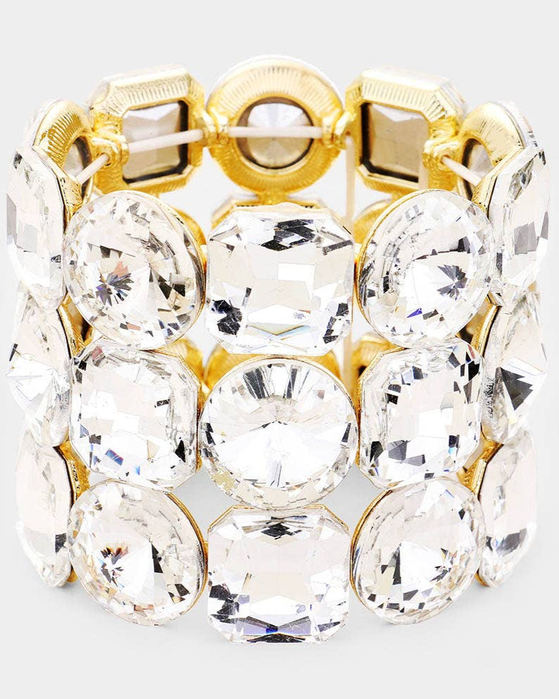 Crystal Rhinestone Statement Stretch Bracelet