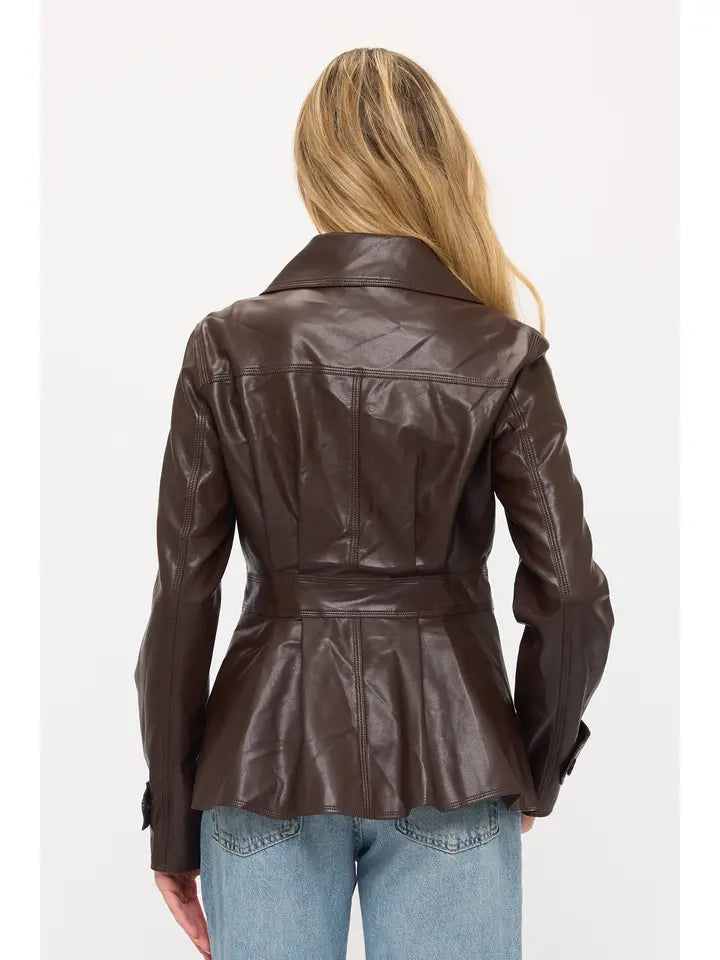 Brown Coffee Atlas Utility Leather Jacket