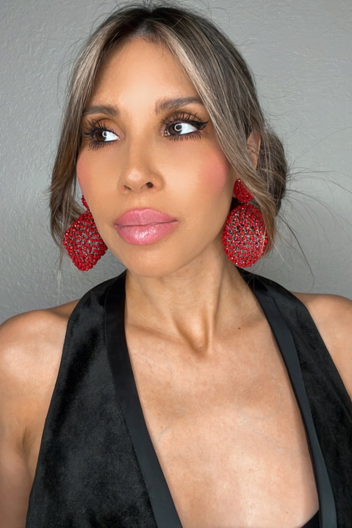 Crystal Sphere Statement Clip On Earring