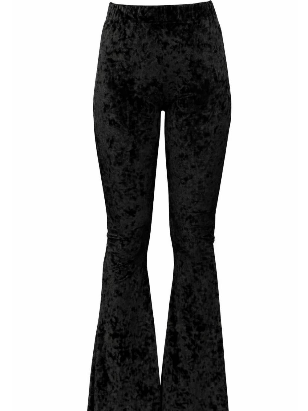 Black Crushed Velvet Bell Bottom Pants