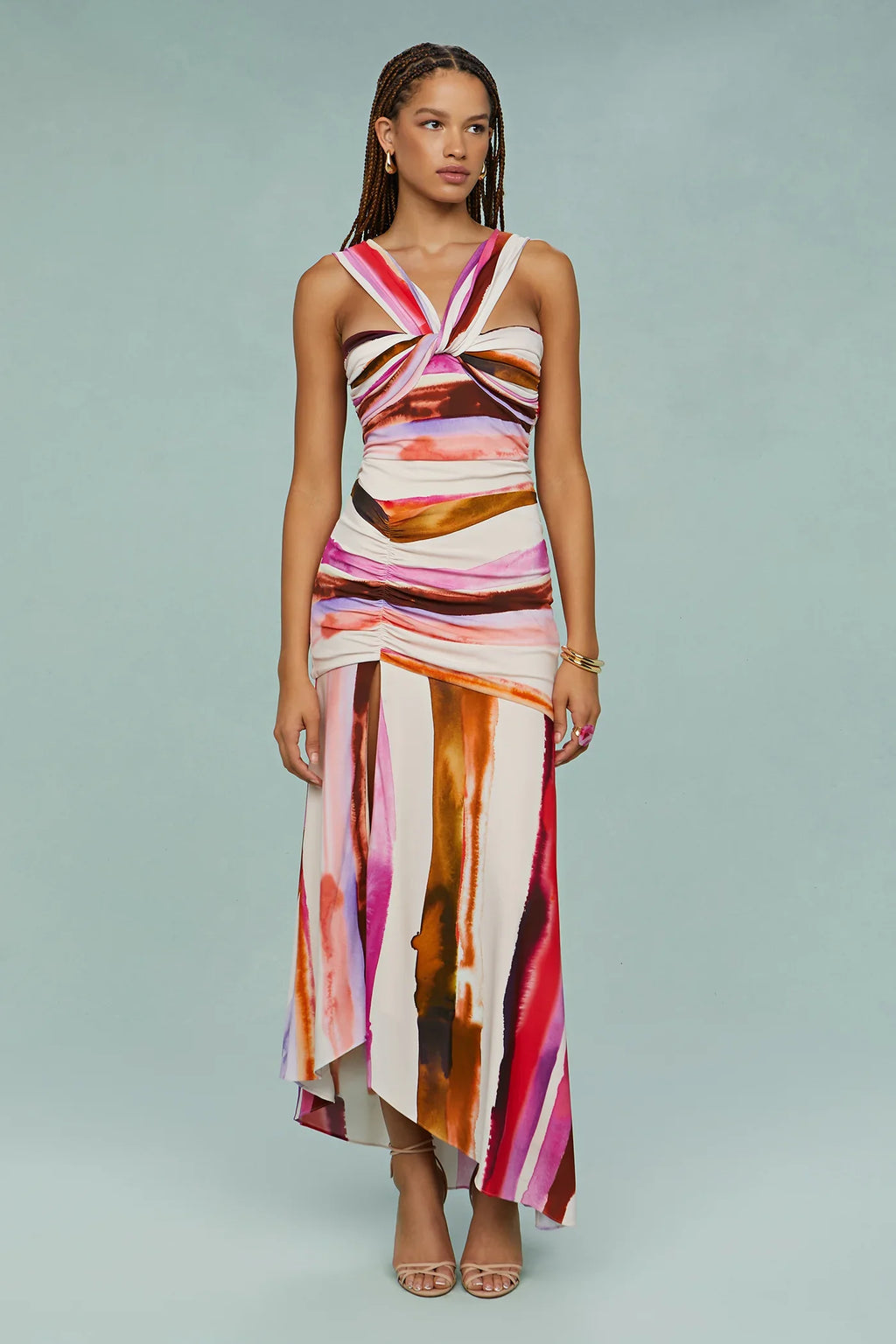 AMUR Casi Printed Jersey Midi Dress