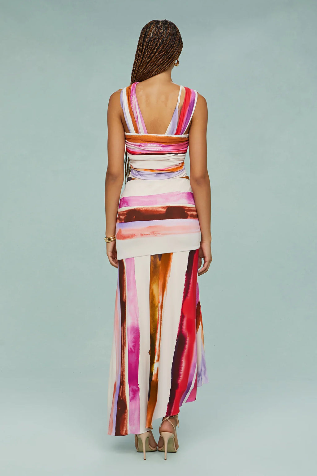 AMUR Casi Printed Jersey Midi Dress