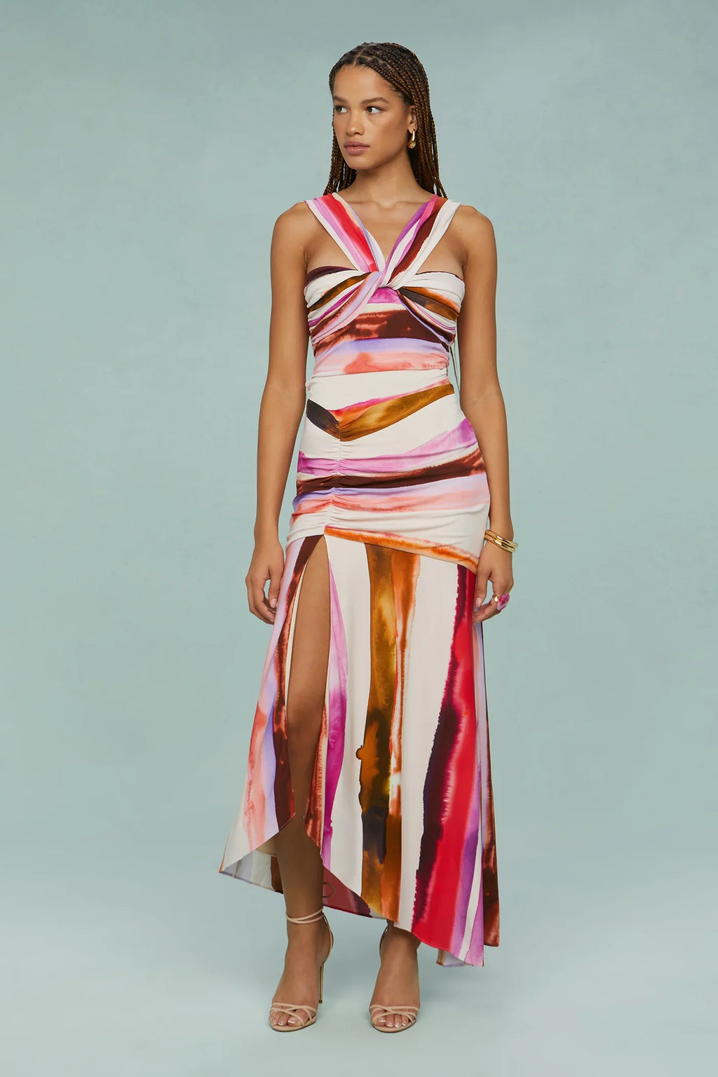 AMUR Casi Printed Jersey Midi Dress