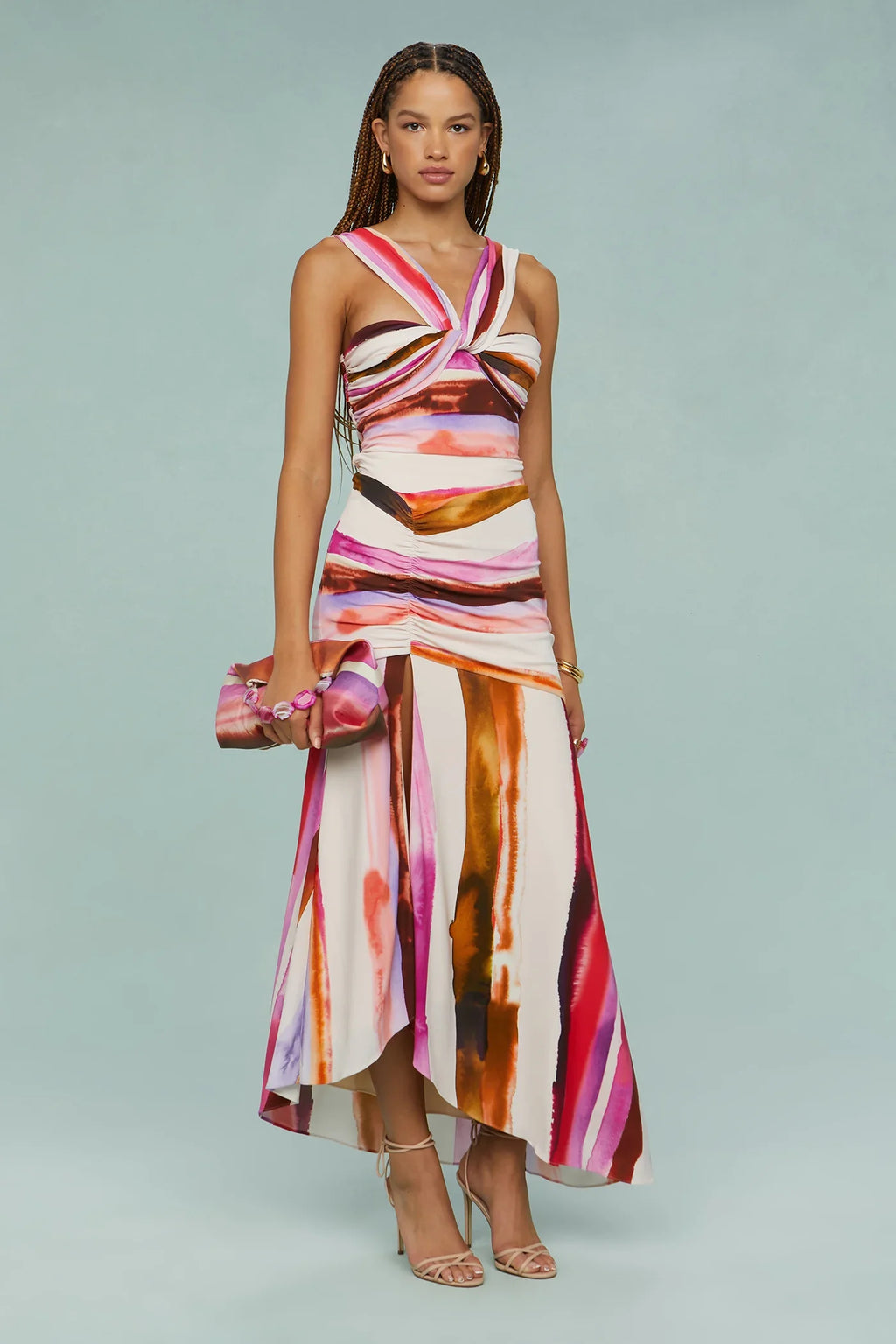 AMUR Casi Printed Jersey Midi Dress