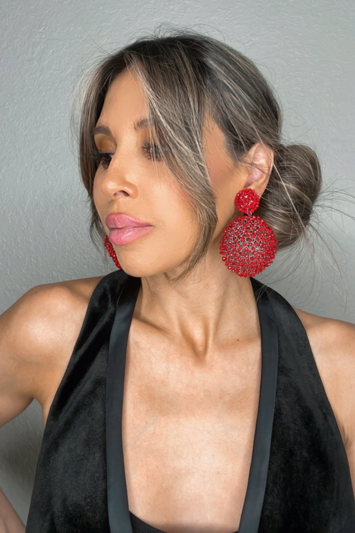 Crystal Sphere Statement Clip On Earring
