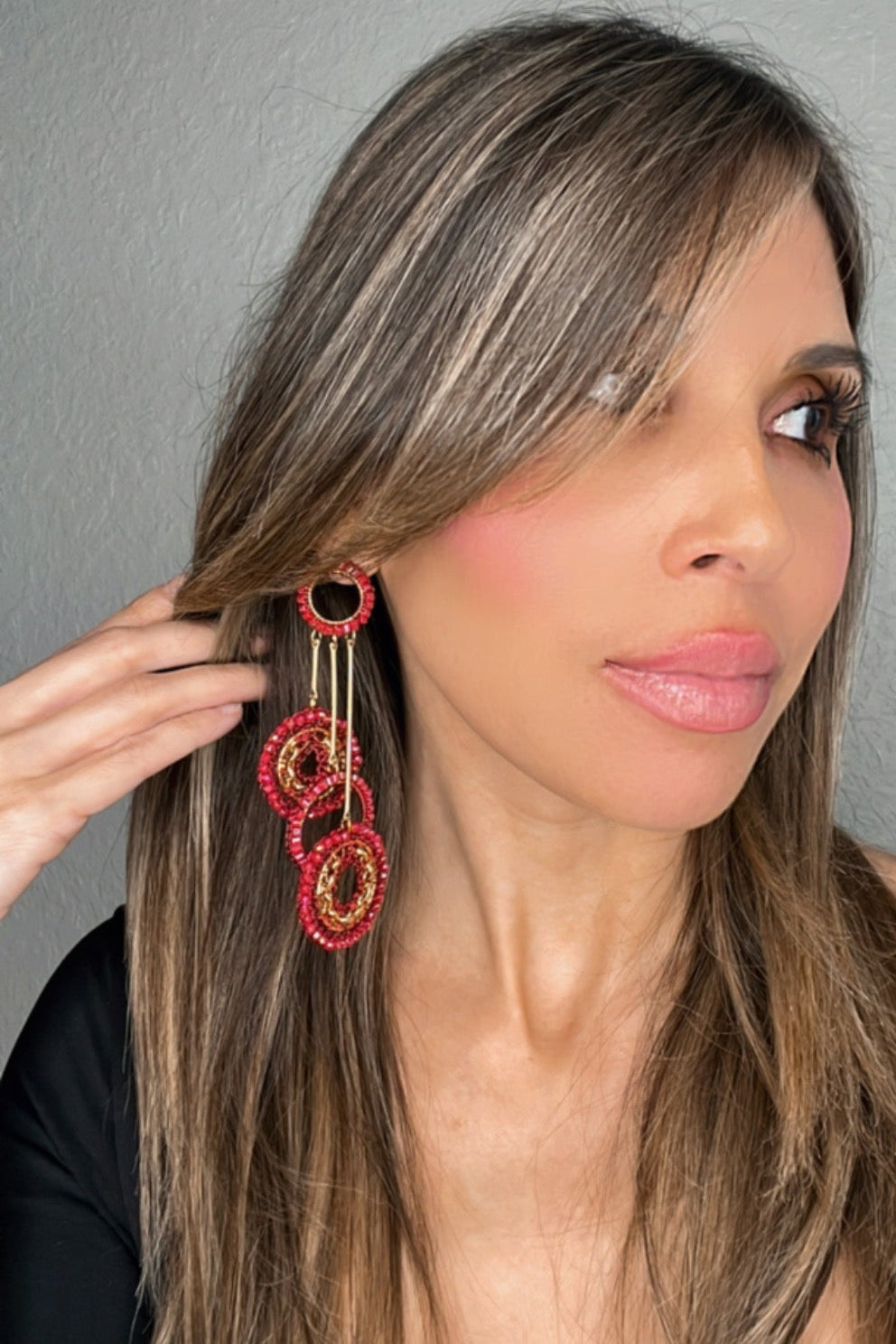 Circle Long Crystal Statement Earring