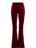 Burgundy Velvet Bell Bottom Flare Pants