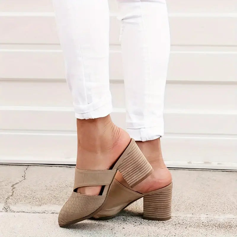 Backless Thick Layered One Foot Closed High Heels