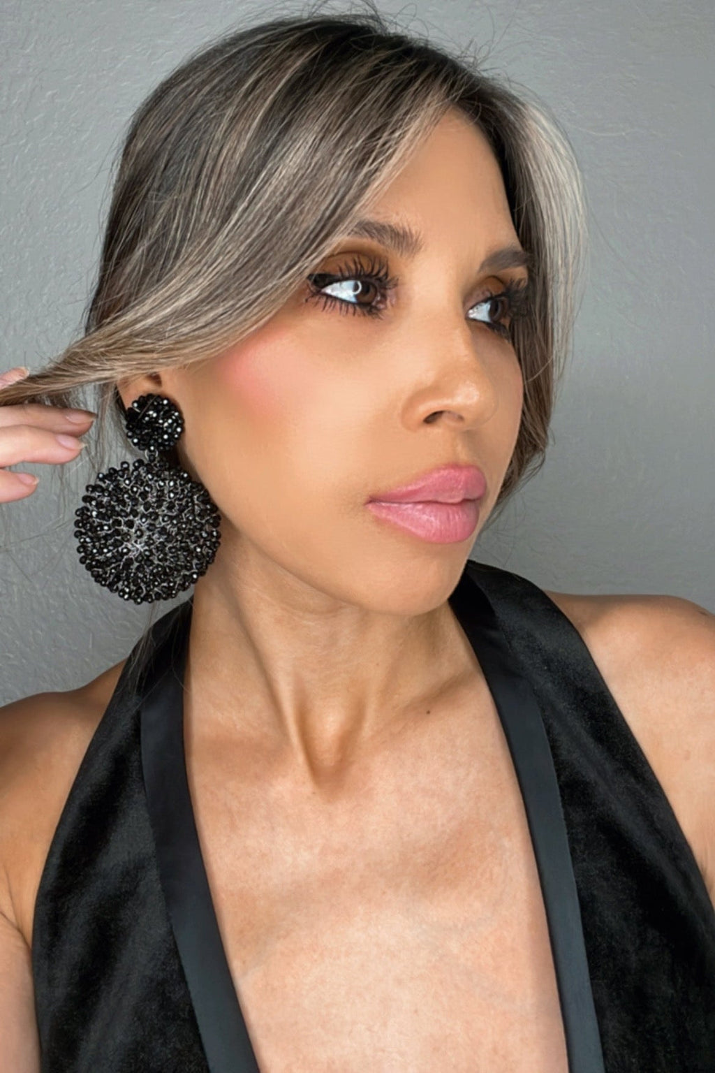 Crystal Sphere Statement Clip On Earring
