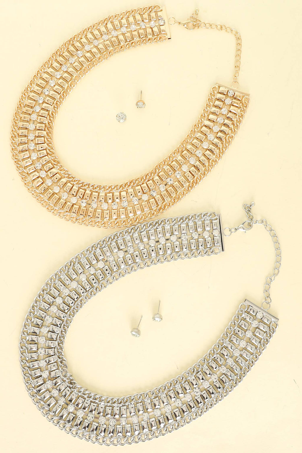 Crystal Rhinestone Collar Necklace Set