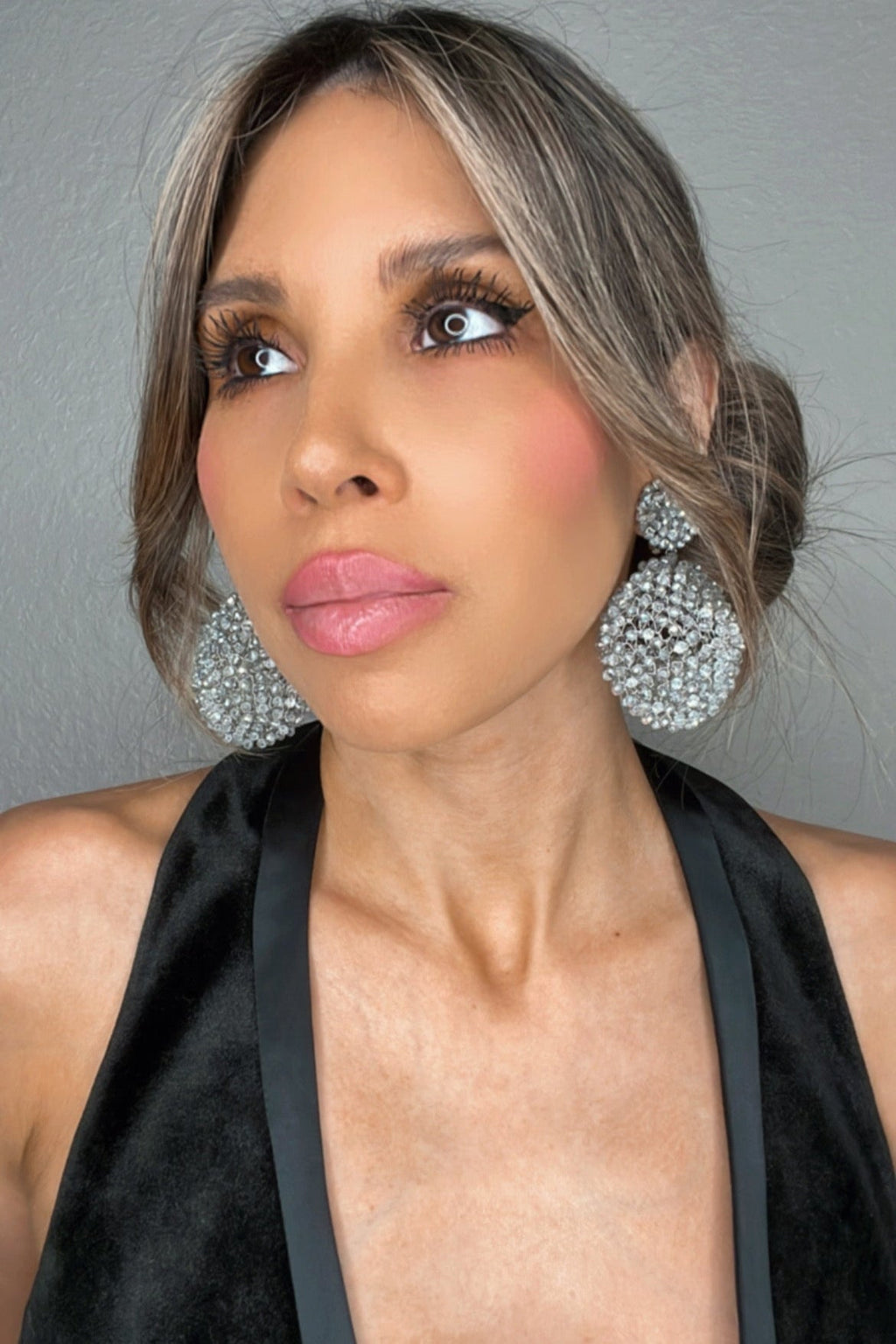 Crystal Sphere Statement Clip On Earring