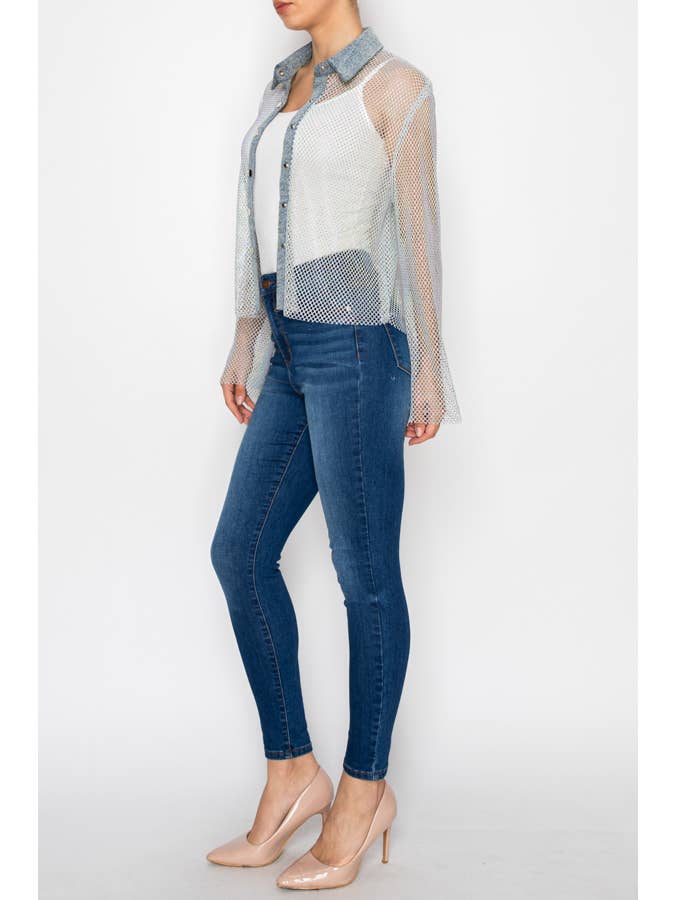 Blue Sparkly Mesh Jacket