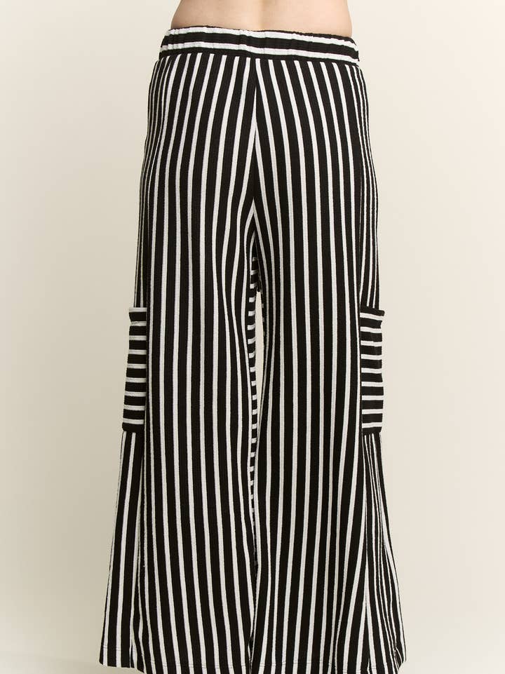 Black Striped Wide Leg Pants