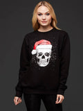 Black Skull Santa Graphic Top
