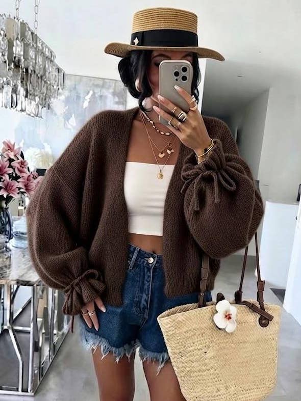 Chocolate Wool One Sized Cardigan