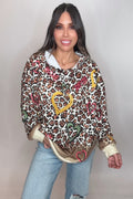 Amore Animal Print Hoodie Sweatshirt