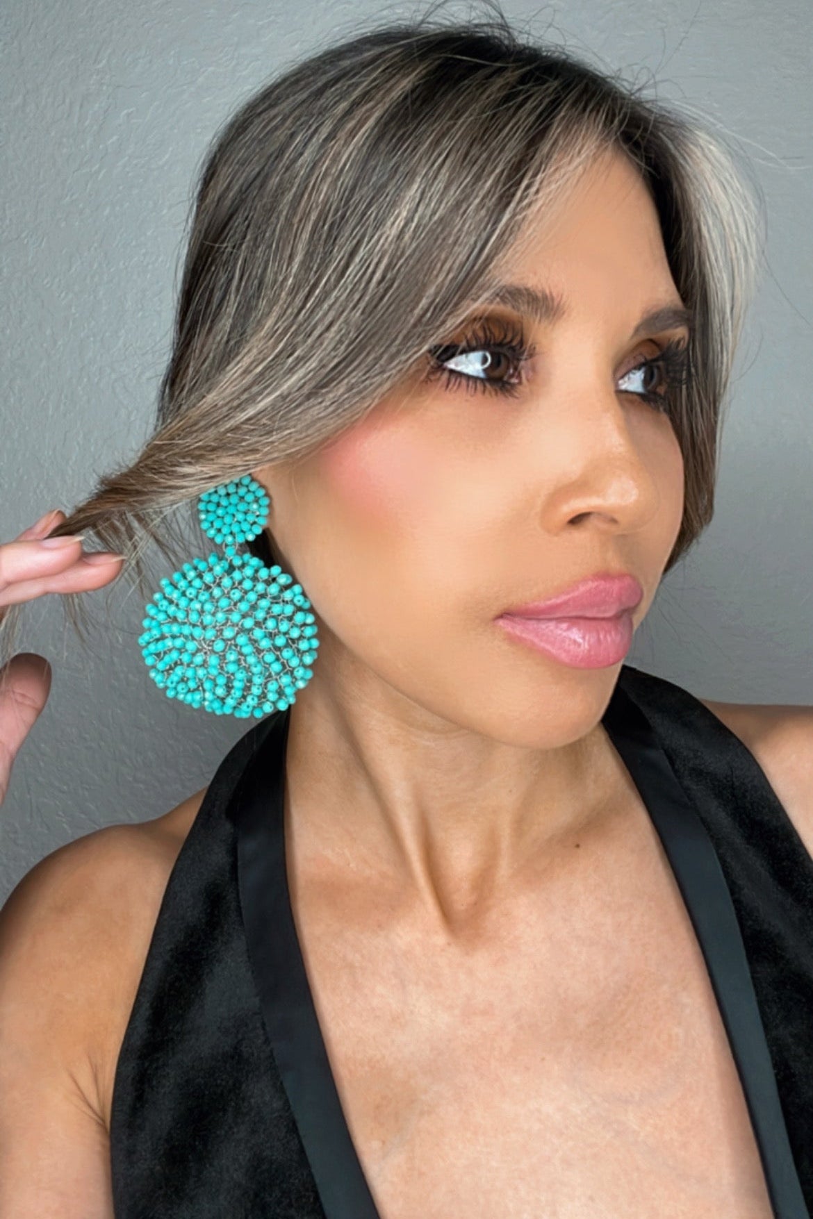 Crystal Sphere Statement Clip On Earring