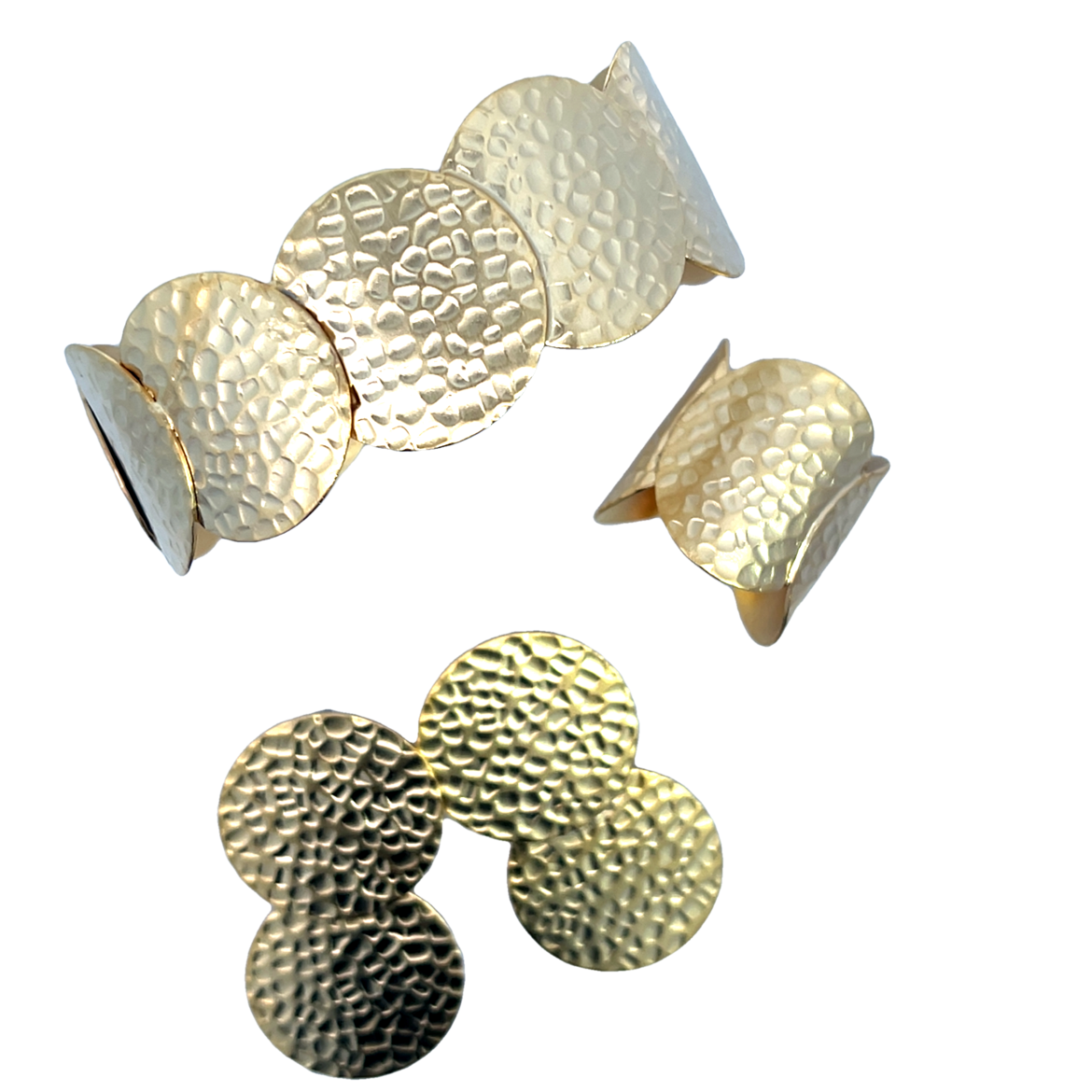 Artisan Brass Disc Bracelet Set