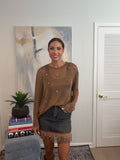 Bronze Embellished Long Sleeve Top