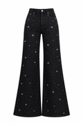 Black Crystal Embellished Flare Jeans