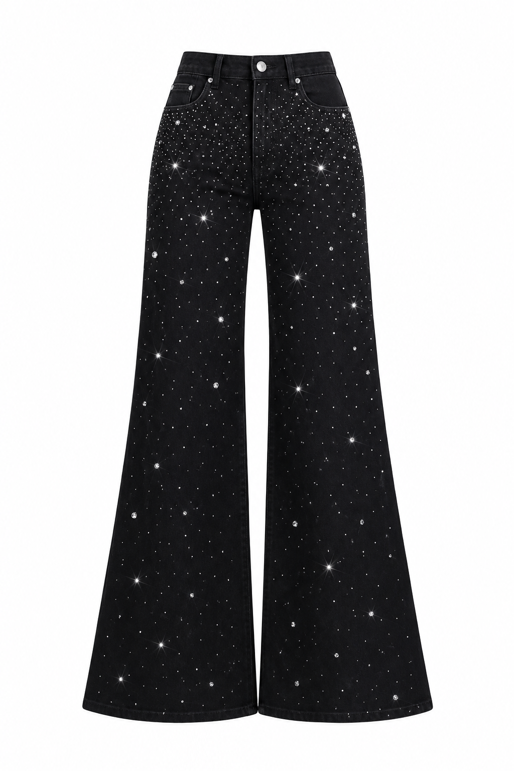 Black Crystal Embellished Flare Jeans