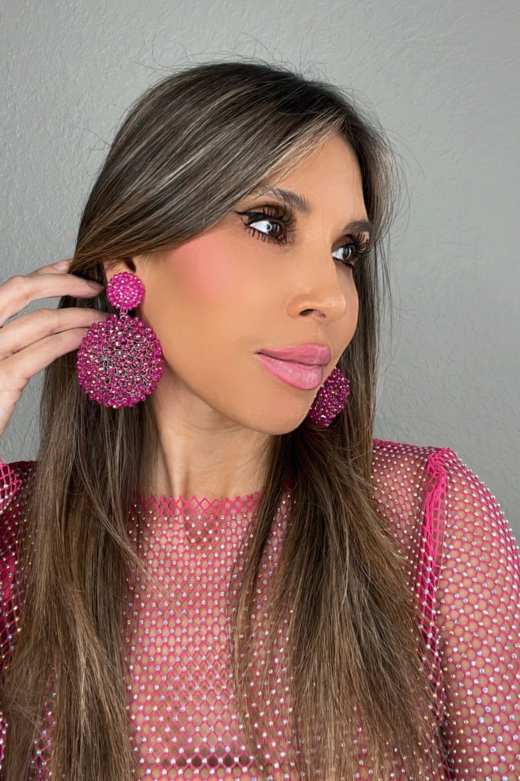 Crystal Sphere Statement Clip On Earring