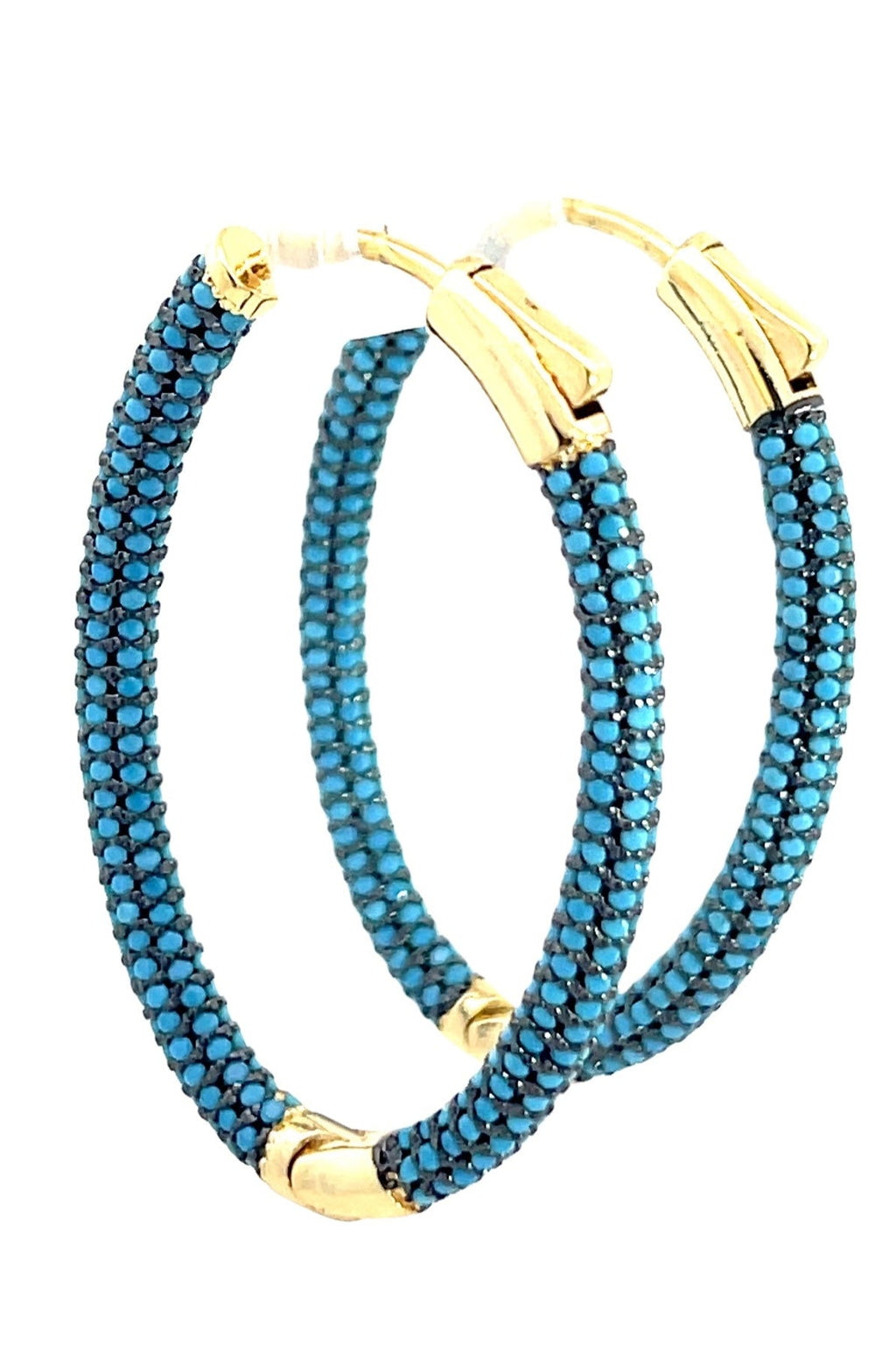 Crystal Oval Brass Hoops