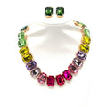Crystal Rectangle Collar Necklace Set