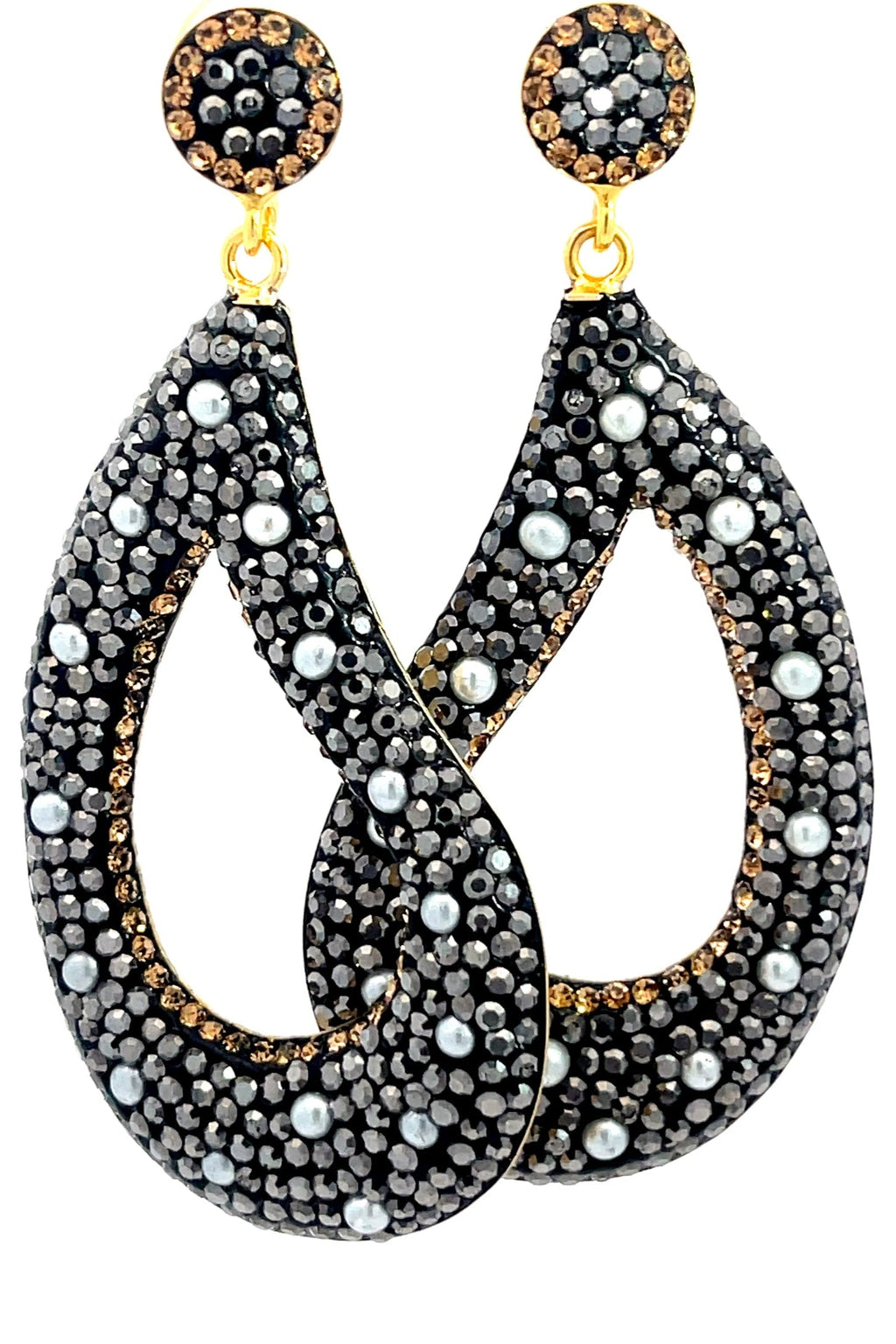 Curved Open Teardrop Gemstone 925 Sterling Silver Earring