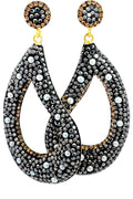 Curved Open Teardrop Gemstone 925 Sterling Silver Earring