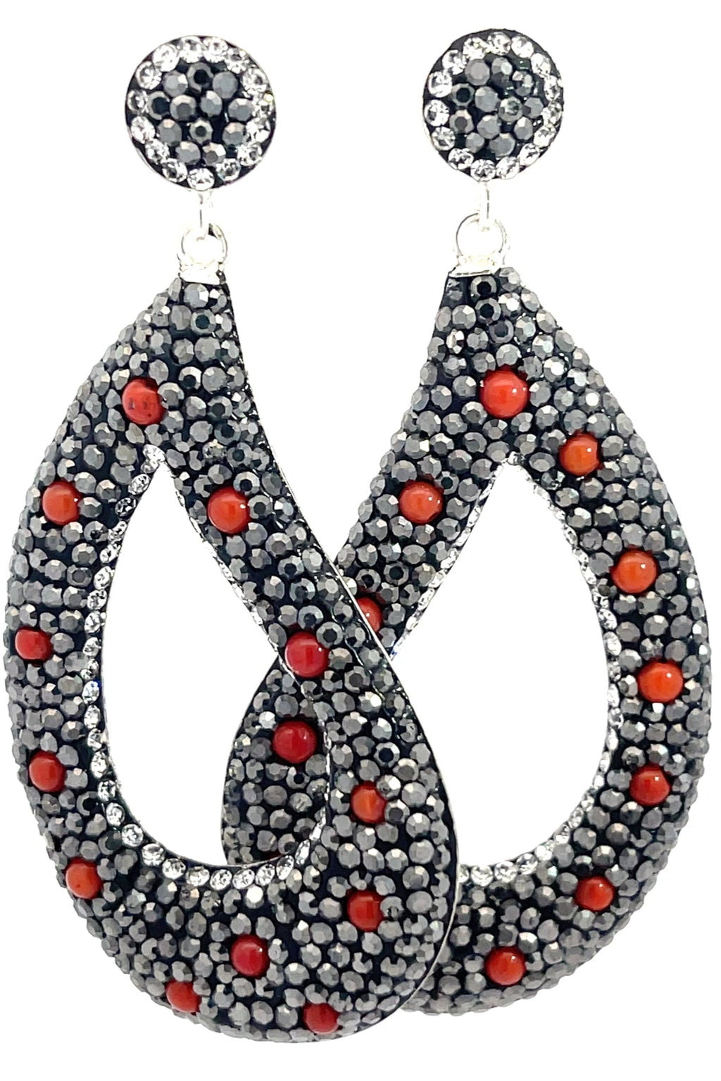 Curved Open Teardrop Gemstone 925 Sterling Silver Earring