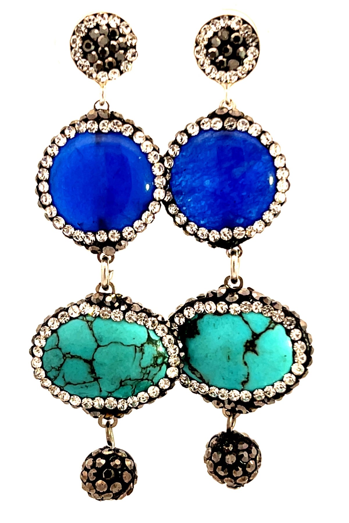 Agate & Turquoise 925 Sterling Silver Gemstone Earring