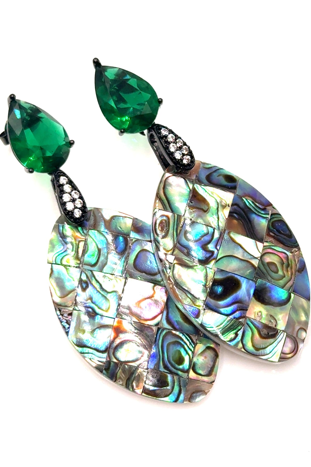 Abalone Green Cubic Zirconia Earring