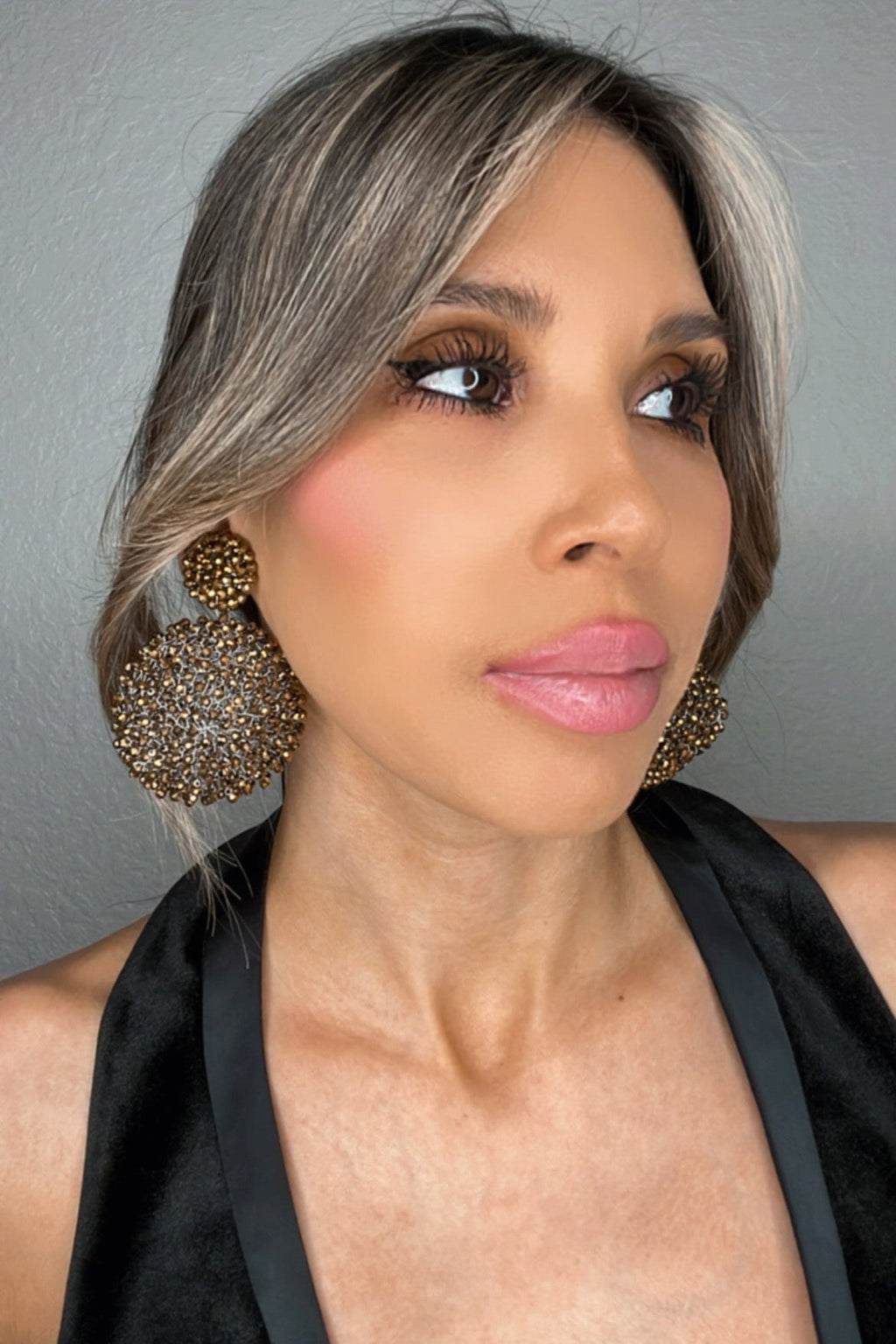 Crystal Sphere Statement Clip On Earring